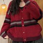 Women Autumn Artsy Colorblock V-Neck Knit Sweater