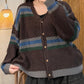 Women Autumn Artsy Colorblock V-Neck Knit Sweater