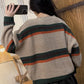 Women Autumn Artsy Colorblock V-Neck Knit Sweater