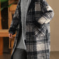 Women Autumn Vintage Plaid Fleece Coat