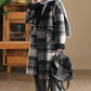 Women Autumn Vintage Plaid Fleece Coat