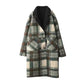 Women Autumn Vintage Plaid Fleece Coat