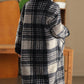 Women Autumn Vintage Plaid Fleece Coat