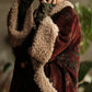 Women Ethnic Flower Fleece Spliced Corduroy Padded Coat