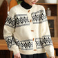 Women Autumn Artsy O-Neck Jacquard Sweater