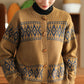 Women Autumn Artsy O-Neck Jacquard Sweater