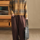 Women Autumn Artsy O-Neck Jacquard Sweater