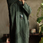 Women Vintage Autumn Solid Linen Robe Coat