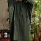 Women Vintage Autumn Solid Linen Robe Coat