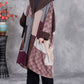 Women Vintage Patchwork Turn-down Collar Coat