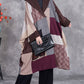 Women Vintage Patchwork Turn-down Collar Coat