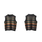 Women Vintage Winter O-Neck Stripe Knit Vest