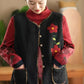 Women Winter Flower O-Neck Fleece Vest