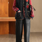 Women Winter Flower O-Neck Fleece Vest