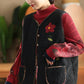 Women Winter Flower O-Neck Fleece Vest