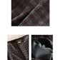 Women Winter Plaid Wide-leg Fleece Pants