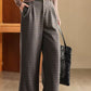 Women Winter Plaid Wide-leg Fleece Pants