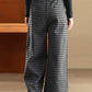 Women Winter Plaid Wide-leg Fleece Pants