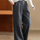 Women Winter Plaid Wide-leg Fleece Pants