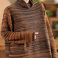 Women Autumn Casual Stripe Knit Turtleneck Sweater