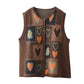 Women Vintage Winter Heart Knit Cardigan Vest