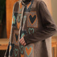 Women Vintage Winter Heart Knit Cardigan Vest