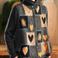 Women Vintage Winter Heart Knit Cardigan Vest