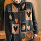 Women Vintage Winter Heart Knit Cardigan Vest