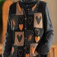 Women Vintage Winter Heart Knit Cardigan Vest