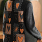 Women Vintage Winter Heart Knit Cardigan Vest