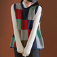 Women Spring Colorblock Plaid Knit Vest