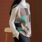 Women Spring Colorblock Plaid Knit Vest