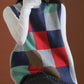 Women Spring Colorblock Plaid Knit Vest