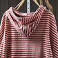 Women Casual Stripe 100%Cotton Hooded