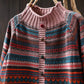 Women Autumn Colorblock Stripe Half-Turtleneck Sweater