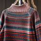 Women Autumn Colorblock Stripe Half-Turtleneck Sweater