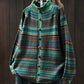 Women Autumn Colorblock Stripe Half-Turtleneck Sweater