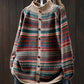 Women Autumn Colorblock Stripe Half-Turtleneck Sweater