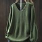 Women Autumn Casual Pure Color V-Neck Sweater