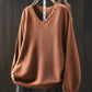 Women Autumn Casual Pure Color V-Neck Sweater