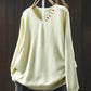 Women Autumn Casual Pure Color V-Neck Sweater