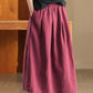 Women Spring Artsy Pure Color Ramie Skirt