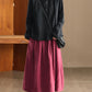 Women Spring Artsy Pure Color Ramie Skirt