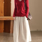 Women Spring Artsy Pure Color Ramie Skirt