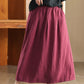 Women Spring Artsy Pure Color Ramie Skirt