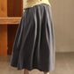 Women Spring Artsy Pure Color Ramie Skirt