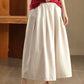 Women Spring Artsy Pure Color Ramie Skirt