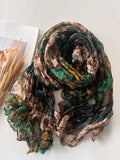 Women Vintage Flower Spliced Shawl Scarf