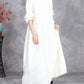 Women Spring Casual Pure Color O-Neck Dress