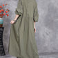 Women Spring Casual Pure Color O-Neck Dress